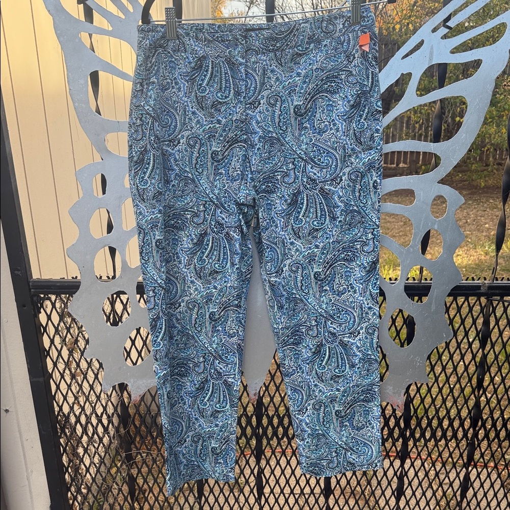 Talbots Blue and White Paisley Pants